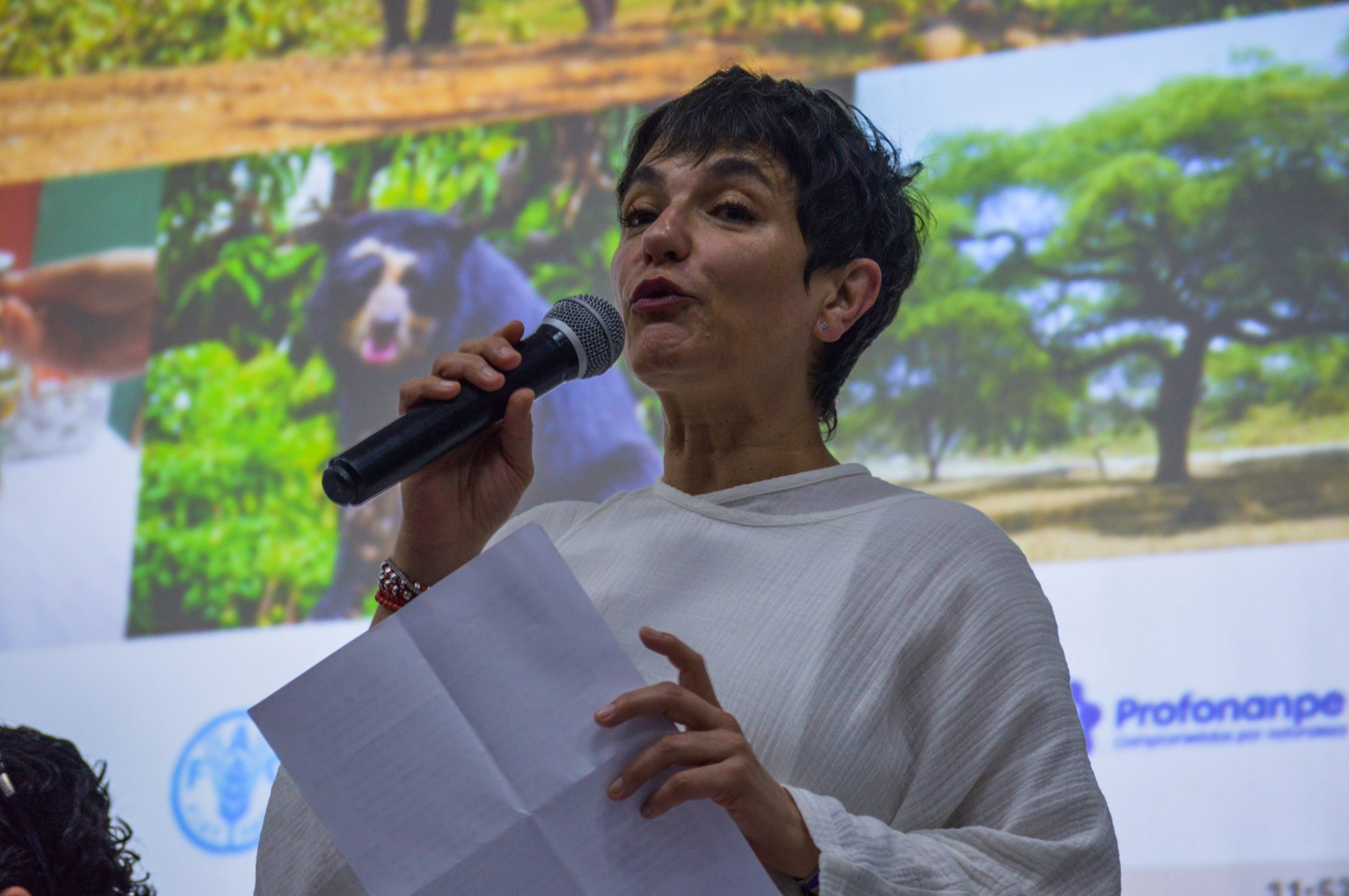 Mariana Escobar, Representante de la FAO en el Perú durante su participación en el lanzamiento del proyecto.